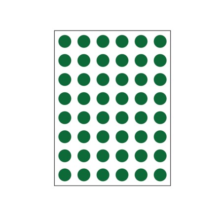 Nevs 1/4" Color Coding Dots Dark Green Sheet Form DOT-14M Dk Green